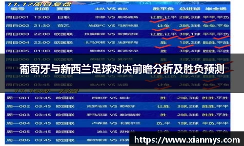 葡萄牙与新西兰足球对决前瞻分析及胜负预测